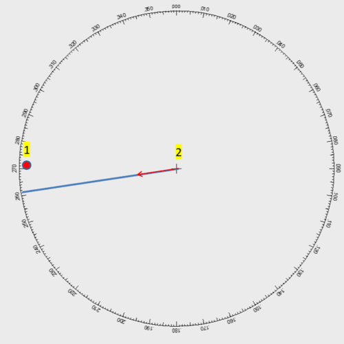 1. First range and bearing plotted.